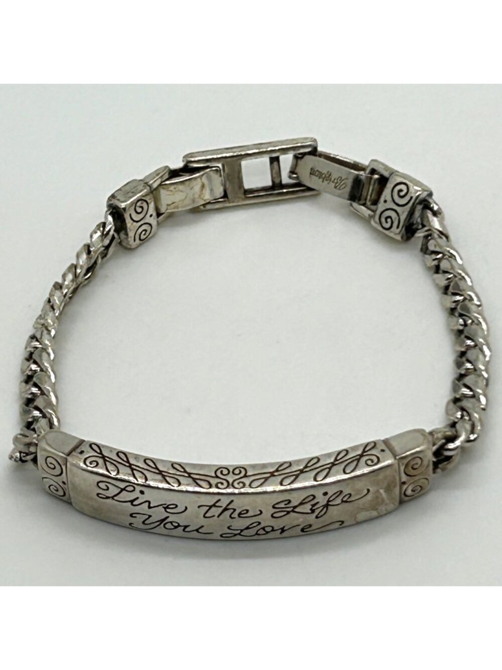 Vintage Brighton Live The Life You Love ID Bar Silver Plated Chain Bracelet
